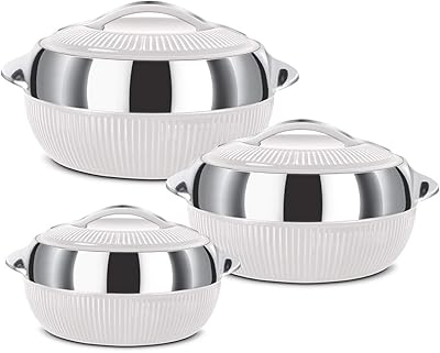 Casserole isotherme milton fiesta junior, lot de 3, blanc argenté