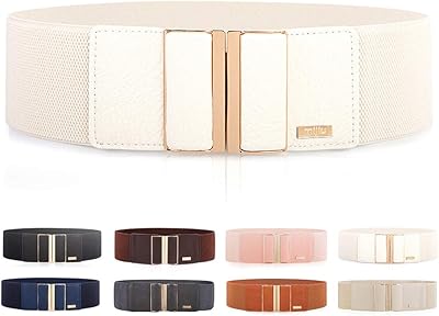 Ceintures élastiques pour femmes, larges, habillées, fines, boucle en métal très brillante