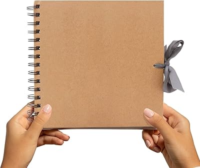 Album photo de scrapbooking style carré marron 50 feuilles 20x20 cm papier