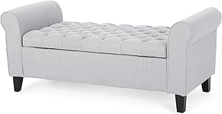Christopher knight home banc de rangement avec accoudoirs en tissu keiko