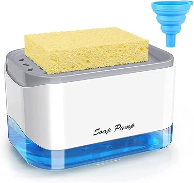Distributeur de savon à vaisselle pour évier de cuisine v2com avec porte-éponge, distributeur
