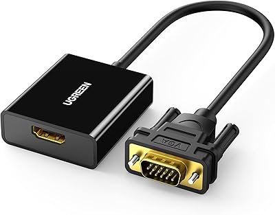 Adaptateur u vert hdmi femelle vers vga mâle avec câble audio 3,5 mm