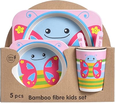 Ensemble de couverts écologiques pour enfants, 5 pièces, sans bpa, avec bols