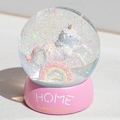 Boule à neige design licorne pour enfants et filles, boule à neige rose