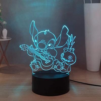 Veilleuse 3d lilo et stitch veilleuse led pour chambre à coucher lampe