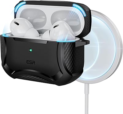 Étui de protection rigide esr cyber ​​​​armor avec hallo lock compatible avec airpods