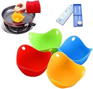 Siusi 4 coquetiers à pocher en silicone, moules à pocher multicolores, fonctionne