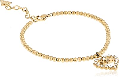 Bracelet guess pour femme en acier inoxydable en forme de cœur romantique doré