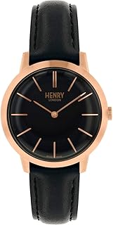 Montre à quartz analogique pour femme avec bracelet en cuir hl34-s0218, noir, noir