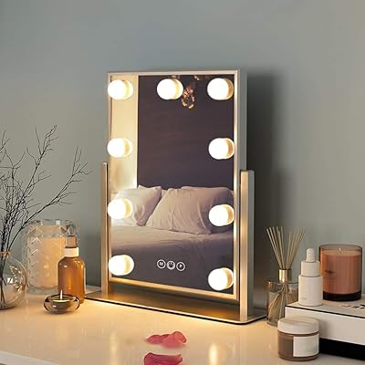 Miroir de courtoisie coolbaby hollywood avec 9 lumières blanches miroir de maquillage