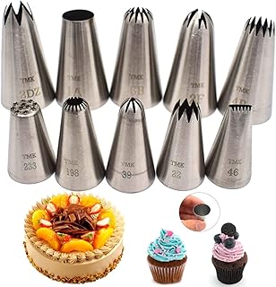 Paquet de 10 embouts de glaçage sans couture en acier inoxydable, grande buse