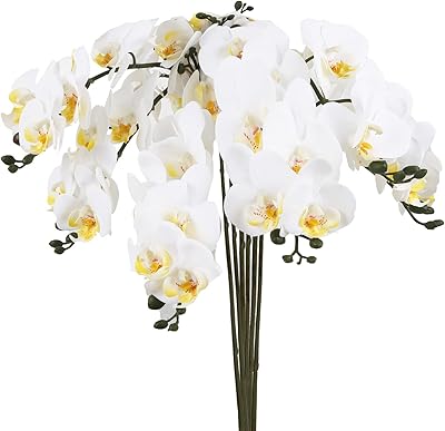 Sdeerit 24 " fleur d'orchidée phalaenopsis blanche artificielle 6 pièces fausse orchidée