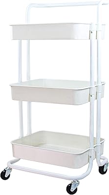 Chariot roulant multifonctionnel à 3 niveaux lontineria avec poignée verrouillable et roues