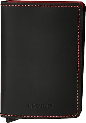 Porte-cartes rfid secred slim en cuir véritable mat pouvant contenir jusqu'à