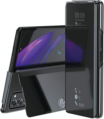 Fan ting cover pour samsung galaxy z fold 2 smart mirror flip transparent