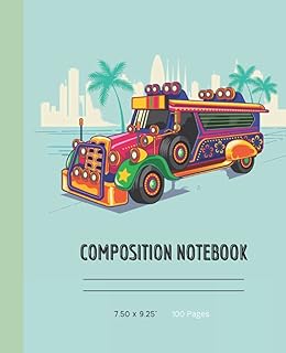 Cahier de composition philippin jeepney emblématique : carnet de notes ligné de 100