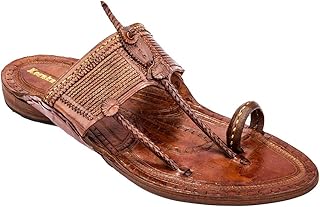Chappal kolhapuri en cuir pur fait main pour homme (tan) - kolhapuri_m-173_new