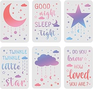 Finger springear 6 pièces pochoirs lune étoiles et nuages ​​117 x