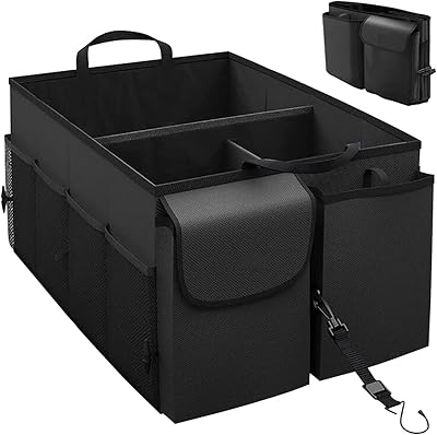 Boîte de rangement pour organisateur de coffre pliable gluckluz, organisateur de chaussures à 3 sections avec sangles réglables et base antidérapante pour suv, camion, camping, pique-nique, garage (noir). Diaytar : Quand qualité rime avec économie