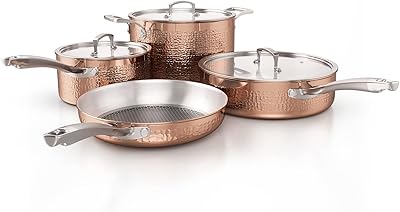 Ensemble de casseroles et poêles homaz life, batterie de cuisine martelée en acier