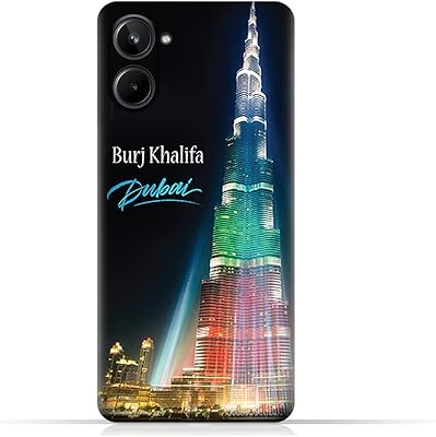 Coque mobile amc design tpu pour realme 10 (4g) avec motif lumineux burj