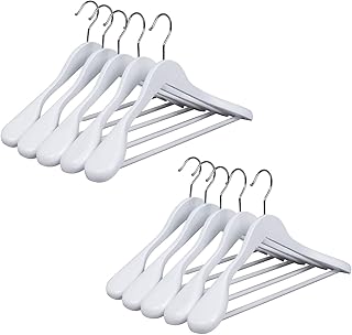 Amber home cintre en bois blanc 44,5 cm, 10 pièces épaule large