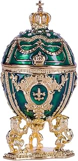 Boîte à bijoux en forme d'œuf/boîte à bijoux avec lion et couronne
