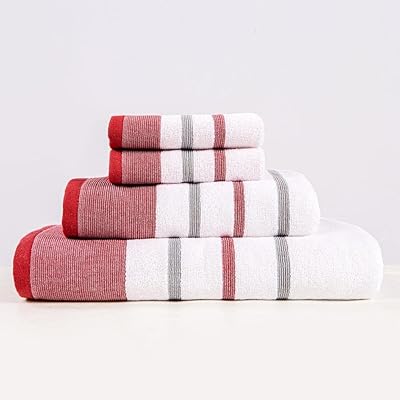 Ensemble de serviettes de bain douces de luxe 100 % coton (rouge)