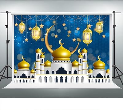 Vidmot eid mubarak crescent toile de fond 7x5 pieds fond de mosquée islamique