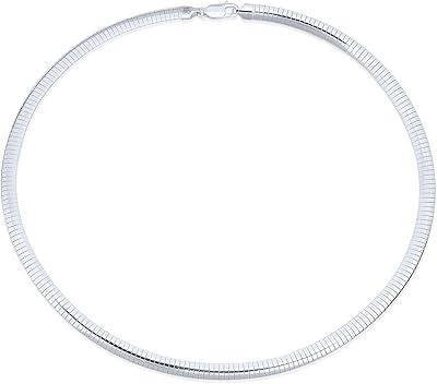 Collier omega en argent sterling 925 avec chaîne serpent cubetto pour femme fabriqué