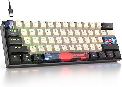 Clavier mécanique filaire fogoraden 60 % rvb 61 touches de jeu avec interrupteur
