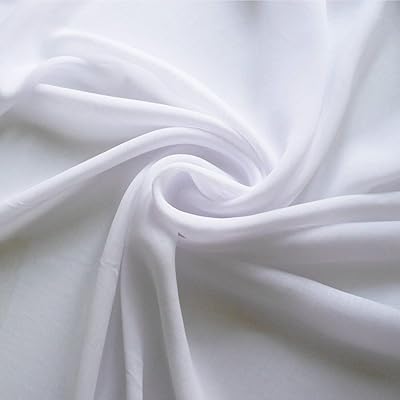 Tissu élégant 58 pouces en mousseline de soie transparente de couleur unie blanche