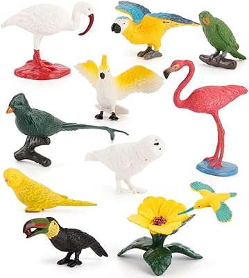 Mini modèle animal réaliste en plastique avec perroquet et oiseau pour décoration