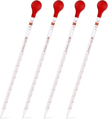 4pcs compte-gouttes en verre gradué de 10 ml avec pipette en caoutchouc