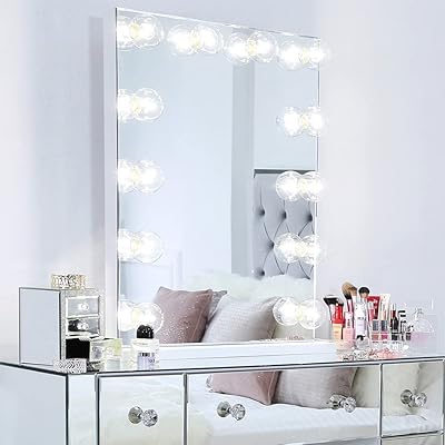 Miroir de courtoisie avec lumières maquillage miroir éclairé de style hollywoodien pour coiffeuse