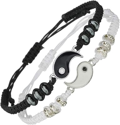 Bracelets yin yang assortis pour meilleur ami pour deux, bracelet en corde réglable