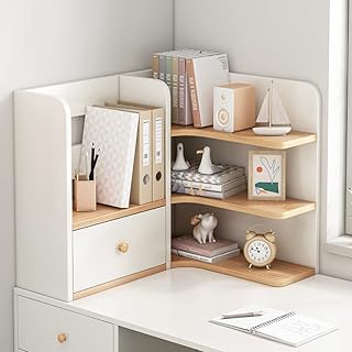 Hkosme organisateur de bureau, bibliothèque polyvalente avec tiroir pour le rangement à domicile