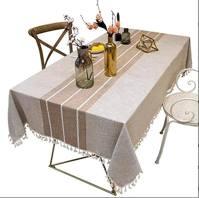 Chemin de table à pompons, nappe en lin infroissable et anti-décoloration, housse