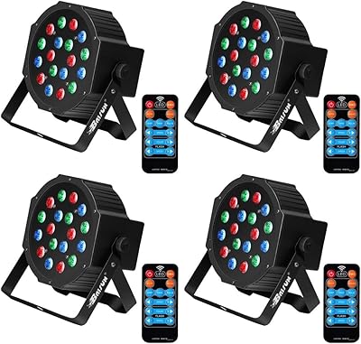 Baisun uplighting 18 led rgb dj lights avec télécommande dmx pour cadeaux