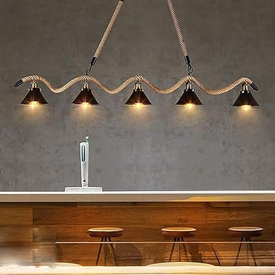 Gjjin lampe à suspension de plafond au design industriel vintage simple, 5 lumières