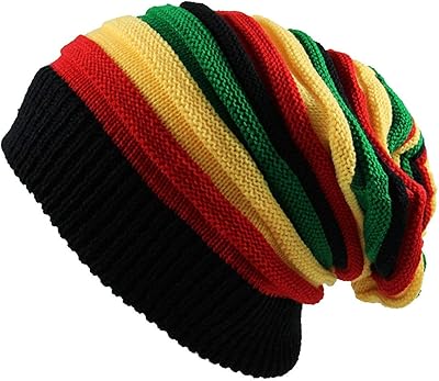 Qhome fashion reggae jamaïcain bob marley hat chapeau rasta baggy baggy rayé multicolore