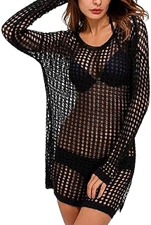 Maillot de bain tricoté au crochet à manches longues pour femmes, vêtements
