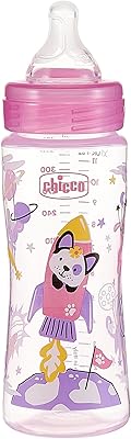 Biberon chicco well-being fast flow, 4 mois et plus, rose, 330 ml