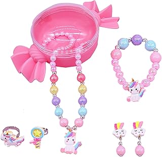 Ensemble de bijoux 6 pièces pour filles, colliers, bracelets, bagues et boucles d'oreilles