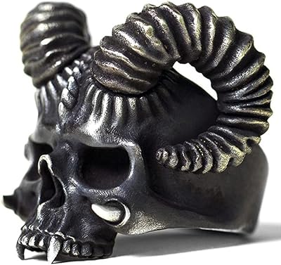 Bague en corne de chèvre en argent sterling 925 pour hommes, punk hip