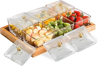 Ensemble de collations en verre avec plateau, plateau de stockage de noix, bol