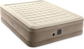 Matelas gonflable ultra doux intex fiber tech avec pompe intégrée et surmatelas emboîté