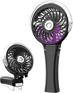 Ventilateur à main portable rechargeable avec 7 veilleuses colorées ventilateur brume d'eau alimenté