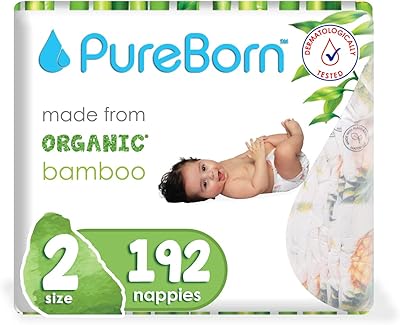 Couches jetables pour bébé en bambou biologique naturel pureborn, taille 2 - 3