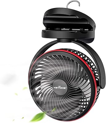 Ventilateur à piles keynice avec crochet de suspension ventilateur de camping portable